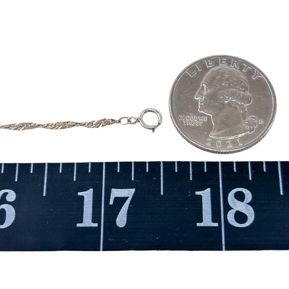 Singapore Link Chain Necklace | Sterling Silver 925 | 17.5" - Picture 3 of 4